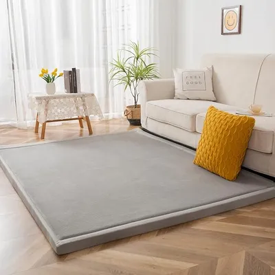 Imagen del producto de Alfombra para gatear para bebés, diseño de corales, suave, alfombra para niños: extra gruesa (3 cm) y suave, ideal como alfombra para la habitación infantil, alfombra de juego para bebés, o manta para gatear (gris, 150x150 cm)