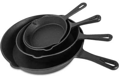 Immagine prodotto di Set di padelle in ghisa - 4 pezzi (14/16/20/26 cm) - Adatte all'induzione e a tutti i tipi di fornelli - Antiaderenti senza rivestimento - Adatte al forno - Senza coperchio