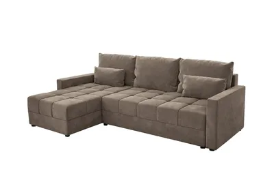Produktbild von Ecksofa DOMINO L mit Schlaffunktion, Bettkasten, L-Form Sofa Beige, 226 cm, universal montierbar