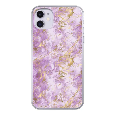 Produktbild von MuchoWow® Handyhülle Schutzhülle Hülle für iPhone 11 Gold - Marmor - Muster - Lila Silikon Softcase Handy Hülle - Handytasche