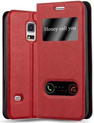 Produktbild von Cadorabo Schutzhülle für Samsung Galaxy S5 MINI / S5 MINI DUOS Hülle in Rot Handyhülle Book Case Cover Etui