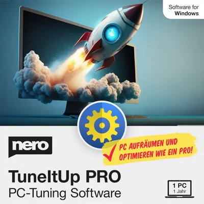 Produktbild von Nero TuneItUp PRO | PC Tuning & Windows Optimierung | PC beschleunigen | Windows schneller starten | Internet-Speed erhöhen | automatische Wächterfunktion | Jahreslizenz | 3 PC | Windows 11/10/8/7