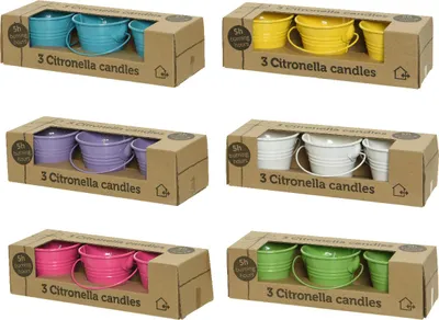 Zdjęcie produktu dla Zestaw świec odstraszających komary Decoris Ø 5 x 6,5 cm wielokolorowy 45 g