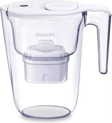 Immagine prodotto di Caraffa filtrante bianca da 2,6 L con 1 filtro a microfiltrazione e timer digitale  Philips PHAWP2933WHT/24