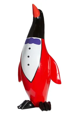 Immagine prodotto di Gilde Figur, Pinguin, Kunstharz, rot, schwarz, VE 1, L. 24 cm, B. 27 cm, H. 59 cm  52479