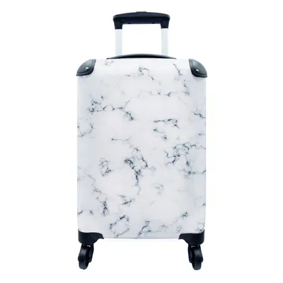 Produktbild von MuchoWow® Koffer Handgepäck Trolley Rollkoffer Kleine Reisekoffer mit 4 Rollen - Marmor - Schwarz - Weiß - Muster - Cabin Size < 55x40x23 cm & 55x40x20 cm - Fotokoffer - Kabinenkoffer - Boardgepäck - Reise-Box - Reisekoffer - Reisegepäck - Koffer mit Bild - Trolley für Kinder