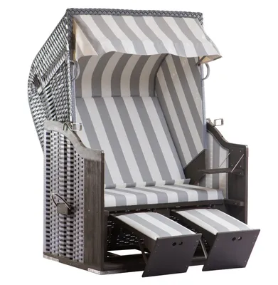 Produktbild von deVries Profi Ostsee POEL Strandkorb Gartenstrandkorb Des. 989 grau 124x87x159 cm