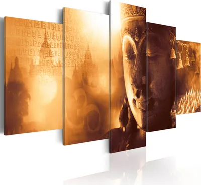 Produktbild von Modernes Wandbild h-A-0054-b-n (150x75) - 5 Teilig Bilder Fotografie auf Vlies Leinwand Foto Bild Dekoration Wand Bilder Kunstdruck BUDDHA ZEN
