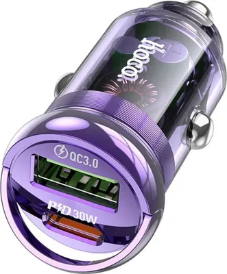 Image de HOCO Chargeur voiture type C PD30W + USB QC3.0 Z53A Chargeur rapide Violet