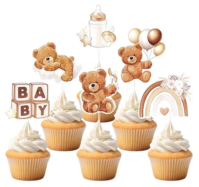 Productafbeelding van 36-delige Cupcake Toppers Set met Schattige Beermotieven