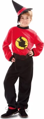 Halloween Kostüm Hexe inkl. Hexenhut für Kinder Gr. 128/140 schwarz rot SALE Fasching Karneval Mottoparty Geburtstag