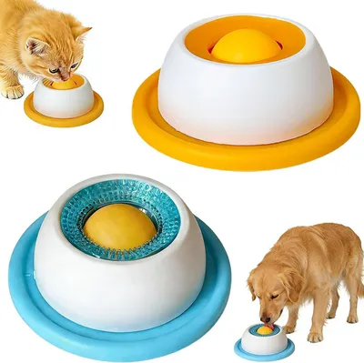 Produktbild von Schleckball Hund 2 Stück, ABS Leckmatte Mit Antirutschuntergrund Und Integrierter Drehkugel, Lick Pad Für Welpen Katzen Und Hunde