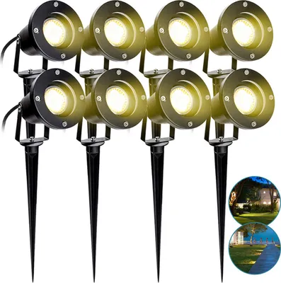 Obrázek produktu pro Jopassy 8X zahradní reflektor 4W LED zahradní světlo se zemním hrotem trávníkové světlo teplá bílá vodotěsná IP65 pro venkovní zahradní jezírko krajina