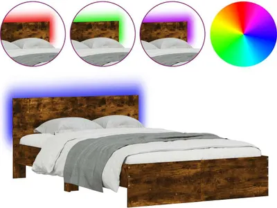 Immagine prodotto di vidaXL Giroletto con testiera illuminazione LED rovere fumé 120x190cm