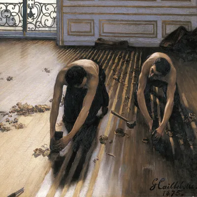 Produktbild von Gustave Caillebotte Kunstdruck Bild - Die Parkettschleifer, 1875 (100 x 100 cm)