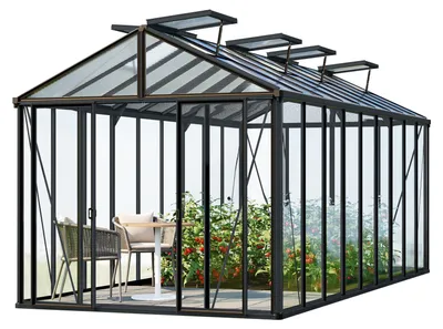 Produktbild von GFP Gewächshaus Hera 9 Glasgewächshaus 263x575 cm | Aluminium-Rahmen Farbe Anthrazit