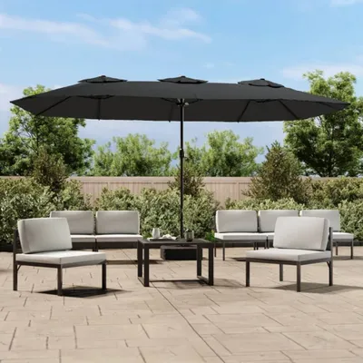 Image de Maison Exclusive - Parasol double avec éclairage LED, couleur anthracite, dimensions 449 x 265 cm
