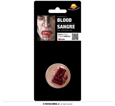 Imagen del producto de 6 cápsulas de "sangre" artificial para Halloween