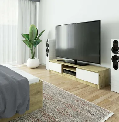 Obrázok produktu pre Televízny stolík 160 cm, 2 dvere, 2 otvorené priehradky, výška 33 cm, model CLP