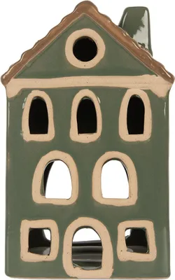 Immagine prodotto di Clayre & Eef Portacandele House 9x8x15 cm in Vetroceramica verde