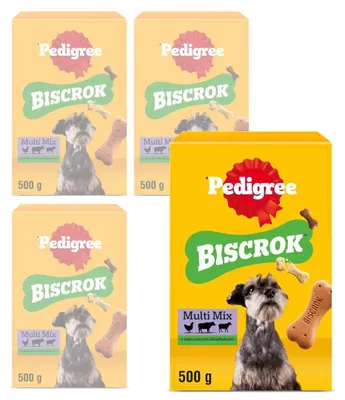 Zdjęcie produktu dla Przysmak Dla Psa Pedigree Biscrok Multi Mix 4x500g Chrupiące Ciasteczka