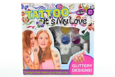 Produktbild von Glitzer-Tattoo-Studio Set Bunt mit 12 Schablonen für Kinder ab 6 Jahren