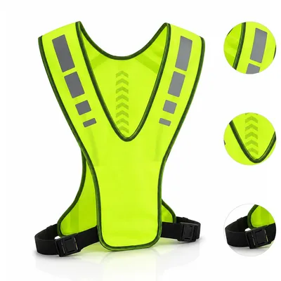 Produktbild von Reflektierende Warnweste, Neon Sicherheitsweste für Fahrrad und Joggen, atmungsaktives Polyester, verstellbar mit Klettverschluss, 360° Sichtbarkeit