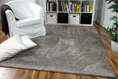 Produktbild von Hochflor Velours Teppich Mona Taupe, Größe:400x500 cm