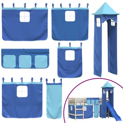 Image de vidaXL Rideaux pour lit mezzanine avec tour Bleu Polyester