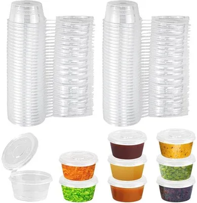 Produktbild von Kleine 50ml Plastikdosen mit Deckel, magnetronbeständig, 100 Stück