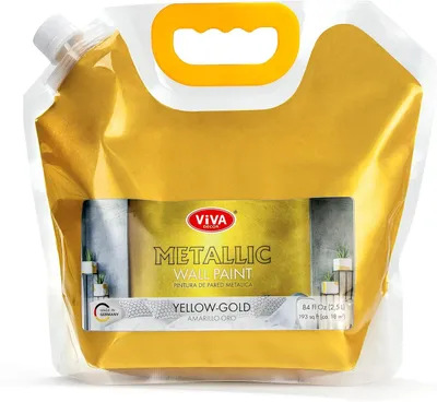 Produktbild von Viva Decor Metallic Wandfarbe Gelb-Gold 2,5 l im Beutel, Effektfarbe für Wände, Möbel & Deko, wasserbasiert, hochdeckend & abriebfest