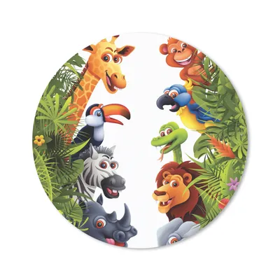 Produktbild von MuchoWow® Mauspad Mousepad Dschungel - Tiere - Jungen - Mädchen - Giraffe - Elefant - Kinder 30x30 cm - Mousepads - Maus Mat - Pad - Mausunterlage - Tischunterlage - Schreibtischmatten
