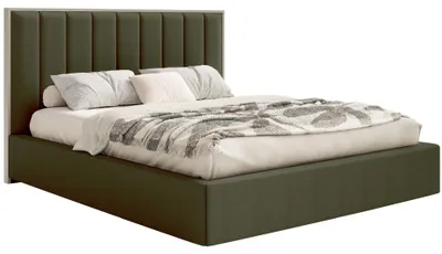 Obrázok produktu pre Selsey Togents - Čalúnená posteľ 140x200 so ženilkovým poťahom, tmavozelená