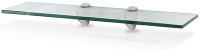 Obrázek produktu pro Ikodm Skleněná polička na zeď, rozměry 60 x 10 x 0,8 cm, průhledné sklo, včetně držáků. Polička do koupelny, kuchyně a obývacího pokoje