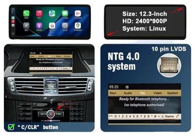 Obrázok produktu pre Dotyková obrazovka pre multimédiá, bezdrôtové pripojenie CarPlay, podpora Android Auto, 12,3-palcový systém NTG4.0