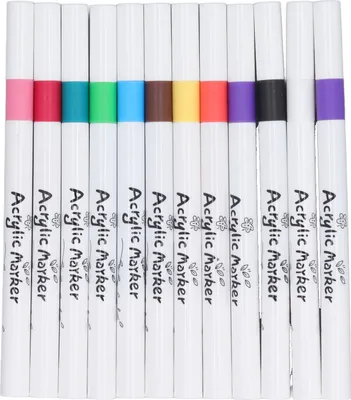 Produktbild von Acrylfarbe Pen 12 Farben wasserdichte Schnelltrocknungsstifte Marker für Schwarzpapier Gesteinsmalerei