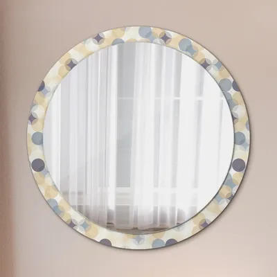 Produktbild von Dekospiegel – Hängespiegel Wandspiegel Spiegel mit Aufdruck – Spiegel – Schlafzimmer - Geometrie Kreise - Rund: Ø100cm