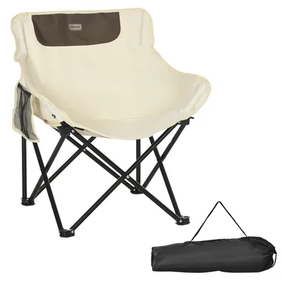 Produktbild von Campingstuhl faltbarer Gartenstuhl mit Seitentasche, Stahlbeine, Klappsessel mit Tragetasche für Pool, Strand, Oxford, Weiß