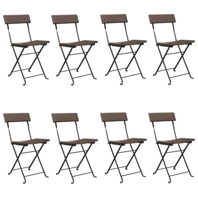 Produktbild von vidaXL Bistrostühle 8 Stk. Klappbar Braun Poly Rattan und Stahl