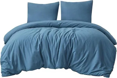 Produktbild von Famanu Bettwäsche 200 x 220 cm, 3-teilig, denimblau, mit Kissenbezügen, aus Mikrofaser, mit Reißverschluss