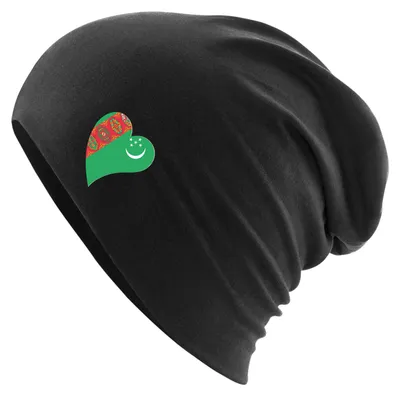 Produktbild von Huuraa Beanie Turkmenistan Flagge Herz Black One Size Baumwolle und Elasthan Mütze Geschenkidee