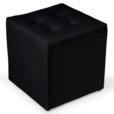 Produktbild von MG Design Samt Sitzhocker in Schwarz 41 x 41 cm - Gepolsterter Polsterhocker Würfel für Wohnzimmer, Schlafzimmer oder Flur