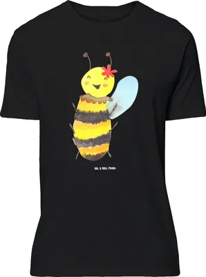 Produktbild von Mr. & Mrs. Panda Tshirt Biene Happy - Schwarz - Geschenk, T-Shirt, Oversize, Shirt, Lustiges