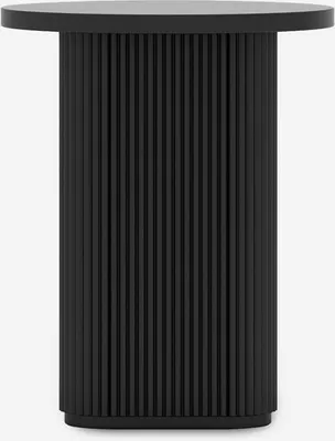 Immagine prodotto di Tavolino 45x55cm rotondo da salotto in legno scanalato nero Quid - Nero