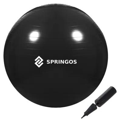 Productafbeelding van Fitnessballen - Yoga Bal - Pilates - Zwangerschap - Met Pomp - PVC - Zwart - 150 Kg - 65 Cm