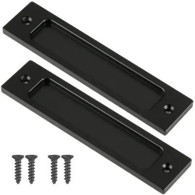 Image de 2 poignées de porte en aluminium noir - 5.9 inch