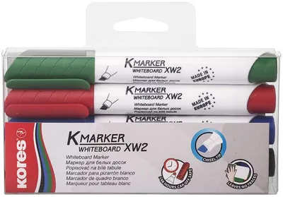Obrázok produktu pre Kores M20845, 4 kusov, Čierna, Modrá, Zelená, Červená, Čierna, Modrá, Zelená, Červená, Biela, 3 mm, 5 mm