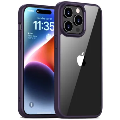 Zdjęcie produktu dla Smartphonica Etui na telefon iPhone 15 Pro Max z przezroczystym tyłem TPU - fioletowe
