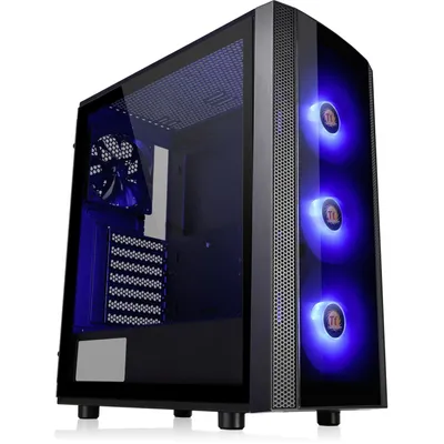 Produktbild von Thermaltake Versa J25 TG RGB, Midi Tower, PC, Schwarz, ATX, micro ATX, Mini-ITX, SPCC, Taschenlüfter, Vorderseite