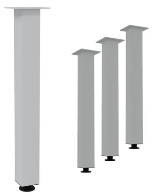 Produktbild von HAGO24 Tischbeine Set 4 Stück Möbelfuß Stahl Weiß 8x8cm höhenverstellbar 72cm Couchtischbank DIY Tischgestell Schraubfüße I-Design